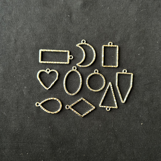 Designer Mix Pendant Bezel 10 Pcs Silver