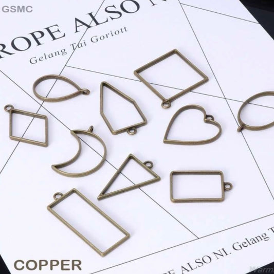 Mix Pendant Bezel 10 Pcs Copper